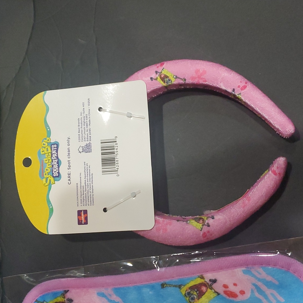 Spongebob squarepants pink and blue 2piece headband and towel spa set brand new‎ - Picture 6 of 7